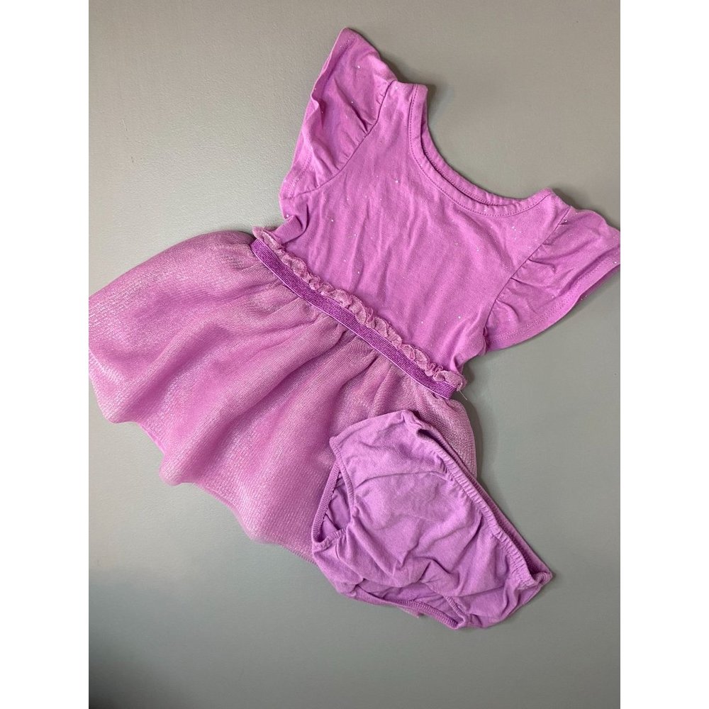 Cat & Jack baby girl 12 month purple glitter tutu dress matching bloomers